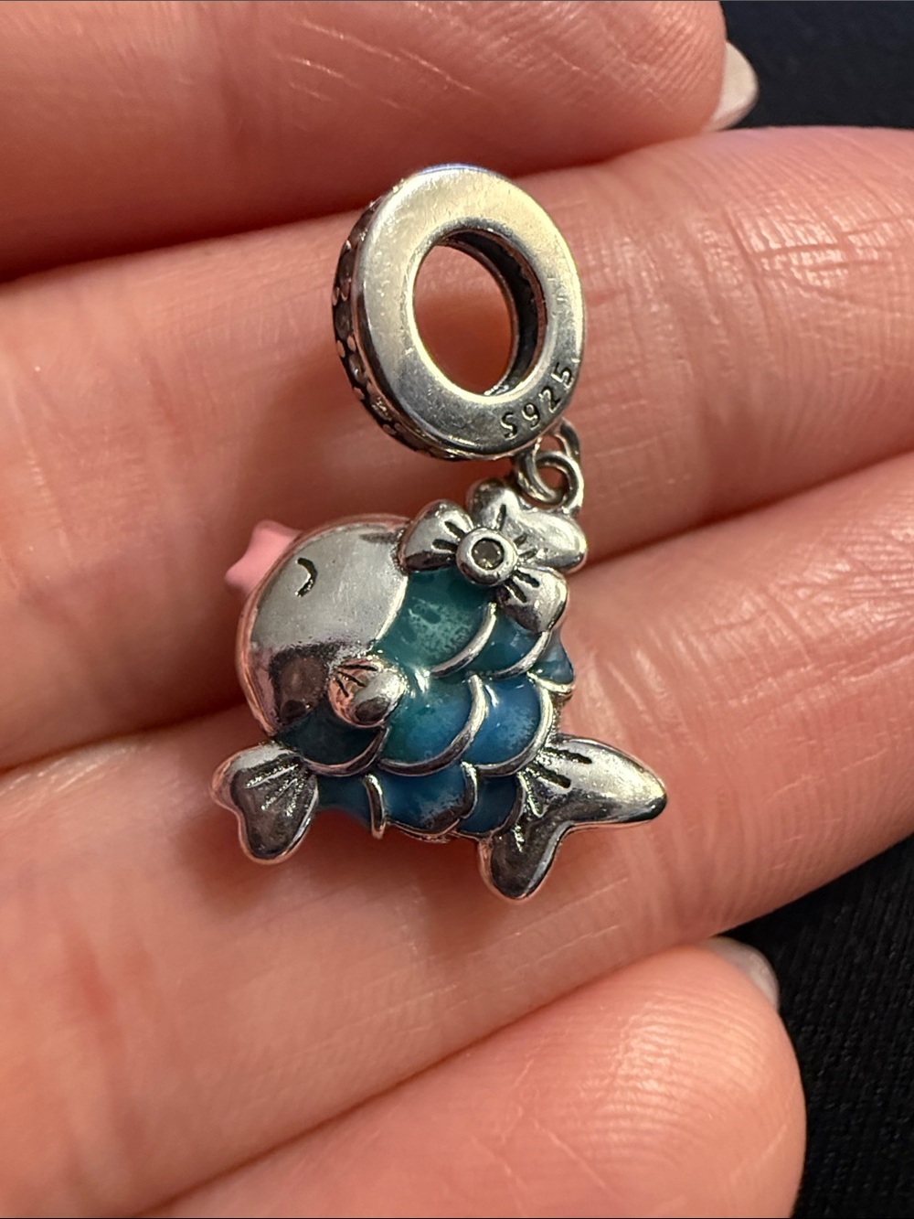 S925 Silver & Blue with Kissy Lips Dangle Charm - NWOT - Picture 3 of 4